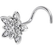 20G 7mm Clear CZ Gem Snowflake Flower Left Side Nose Screw