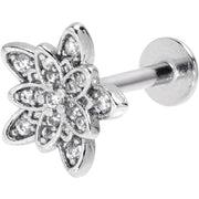 16G 5/16 Clear CZ Gem Snowflake Flower Labret Monroe Tragus
