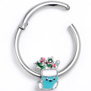 16G 3/8 Festive Blue Christmas Stocking Hinged Segment Ring
