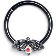 16G 3/8 Aurora Gem Black Beauty Bug Hinged Segment Ring