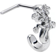 20G 7mm Clear CZ Gem Love Lizard Faux Hoop L Shape Nose Ring