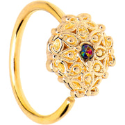20G 5/16 Vitrail Gem Gold Tone Blossom Bloom Nose Hoop