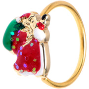 20G 5/16 Gold Tone Glitter Santa Red Christmas Nose Hoop