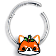 16G 3/8 Holly Holiday Fox Hinged Segment Ring