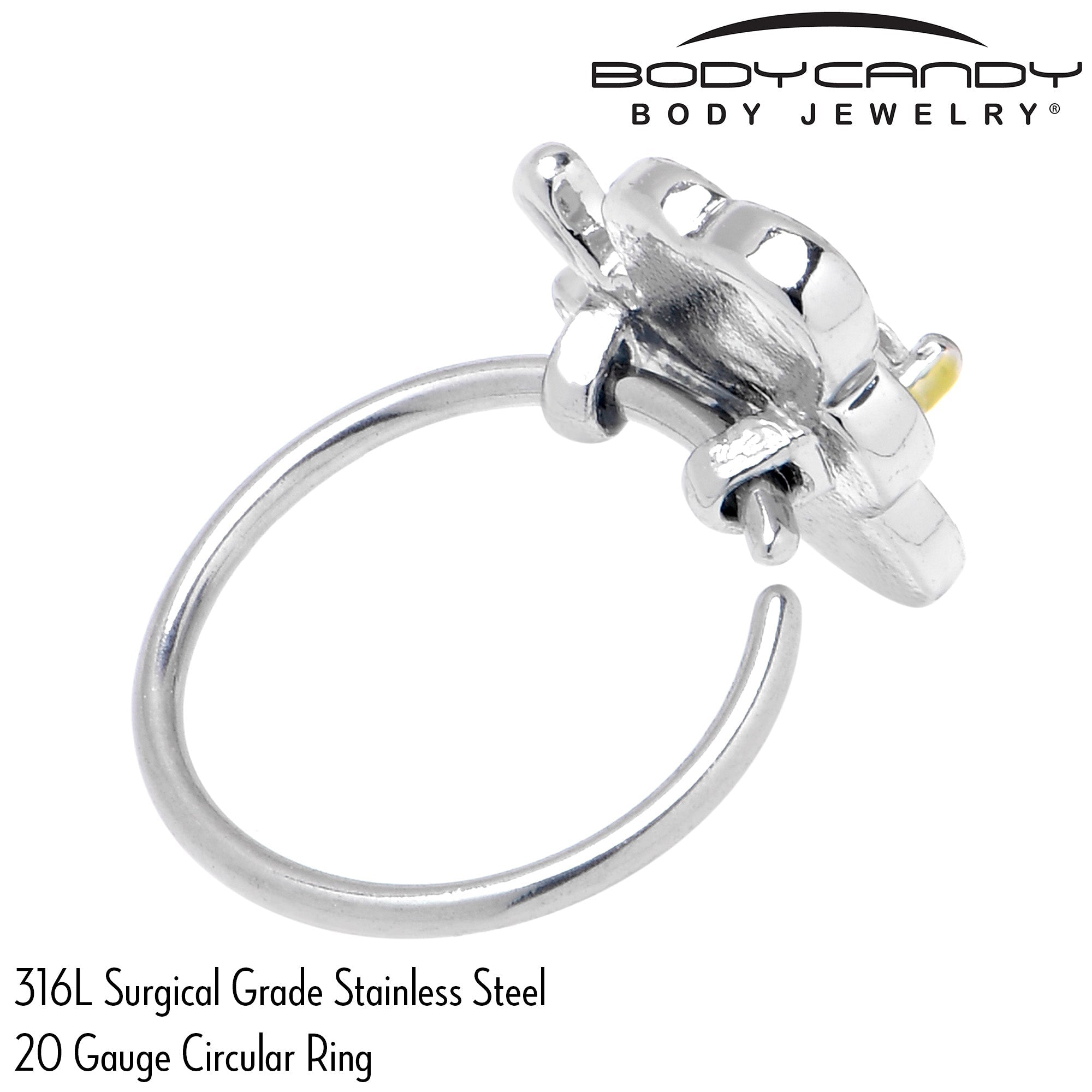 20G 5/16 Clear CZ Gem Butterfly Love Bug Nose Hoop