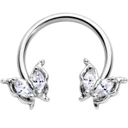 16G 3/8 Clear Gem Fancy Fab Butterfly Horseshoe Circular Barbell