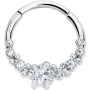 16G 3/8 Clear CZ Gem Starfish Supreme Hinged Segment Ring