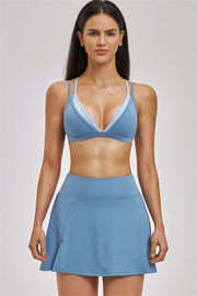 The Seraphine Layered V Sports Bra Skirt 2-Piece Set