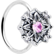 20G 5/16 Pink CZ Gem Flower Circle Nose Hoop