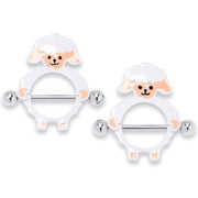 14G 9/16 Sweetheart Sheep White Nipple Shield Set