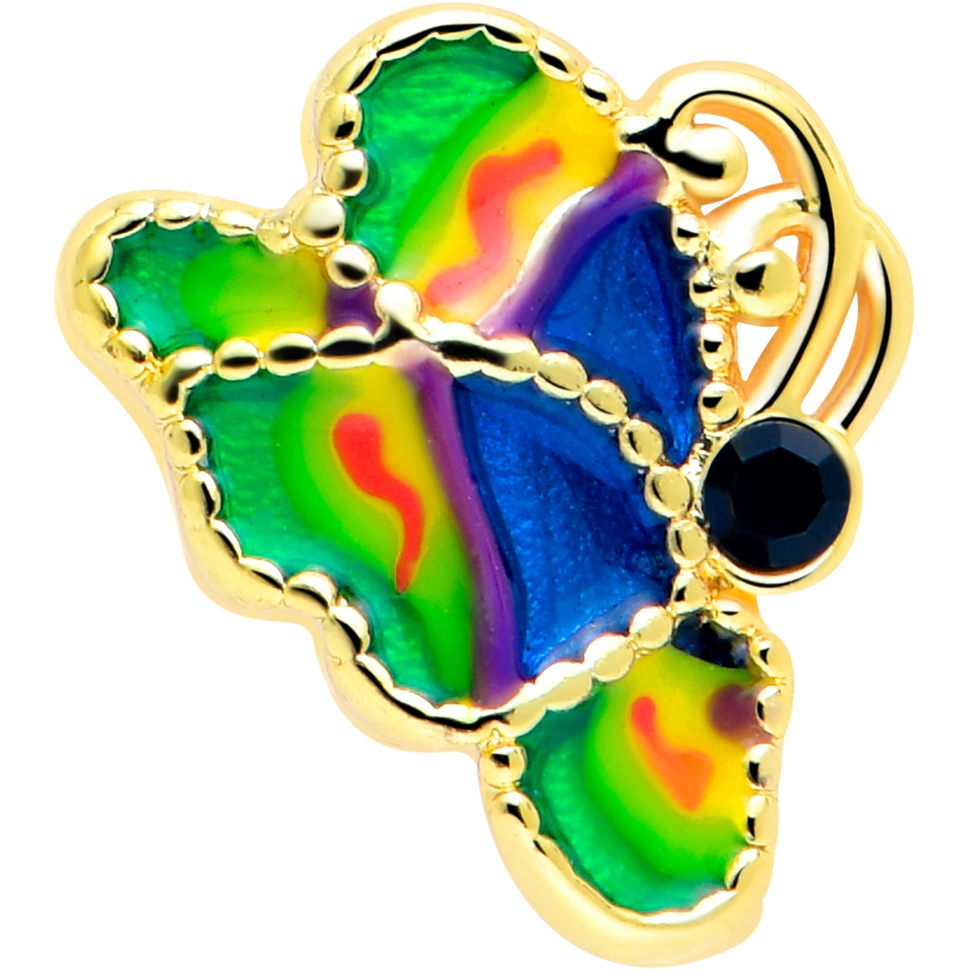 16G 5/16 Gold Tone Butterfly Colors Labret Monroe Tragus
