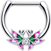16G 5/16 Clear CZ Gem Profile Butterflies Cartilage Clicker