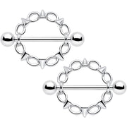 14G 9/16 Links And Spikes Nipple Shield Set