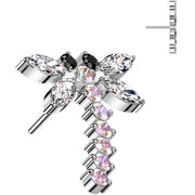 Aurora CZ Gem ASTM F-136 Dragon Flat Back Earring Push In Top