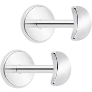 4mm Crescent Moon Flat Back Stud Earrings - 1 Pair