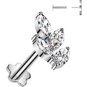 18G 5/16 Clear CZ Gem Vine Medical Grade Titanium Reversible Flat Back Earring