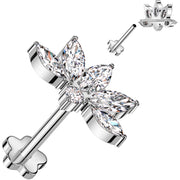 18G 5/16 Clear CZ Gem Style Fan Medical Grade Titanium Reversible Flat Back Earring