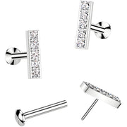 CZ Mirco Gem Bar Flat Back Earring - 18G Threadless Push In