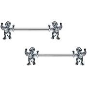14G 9/16 Two Tone Halloween Mummy Barbell Nipple Ring Set