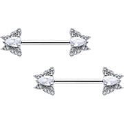 14G 9/16 Style Butterfly Threadless Nipple Ring Set