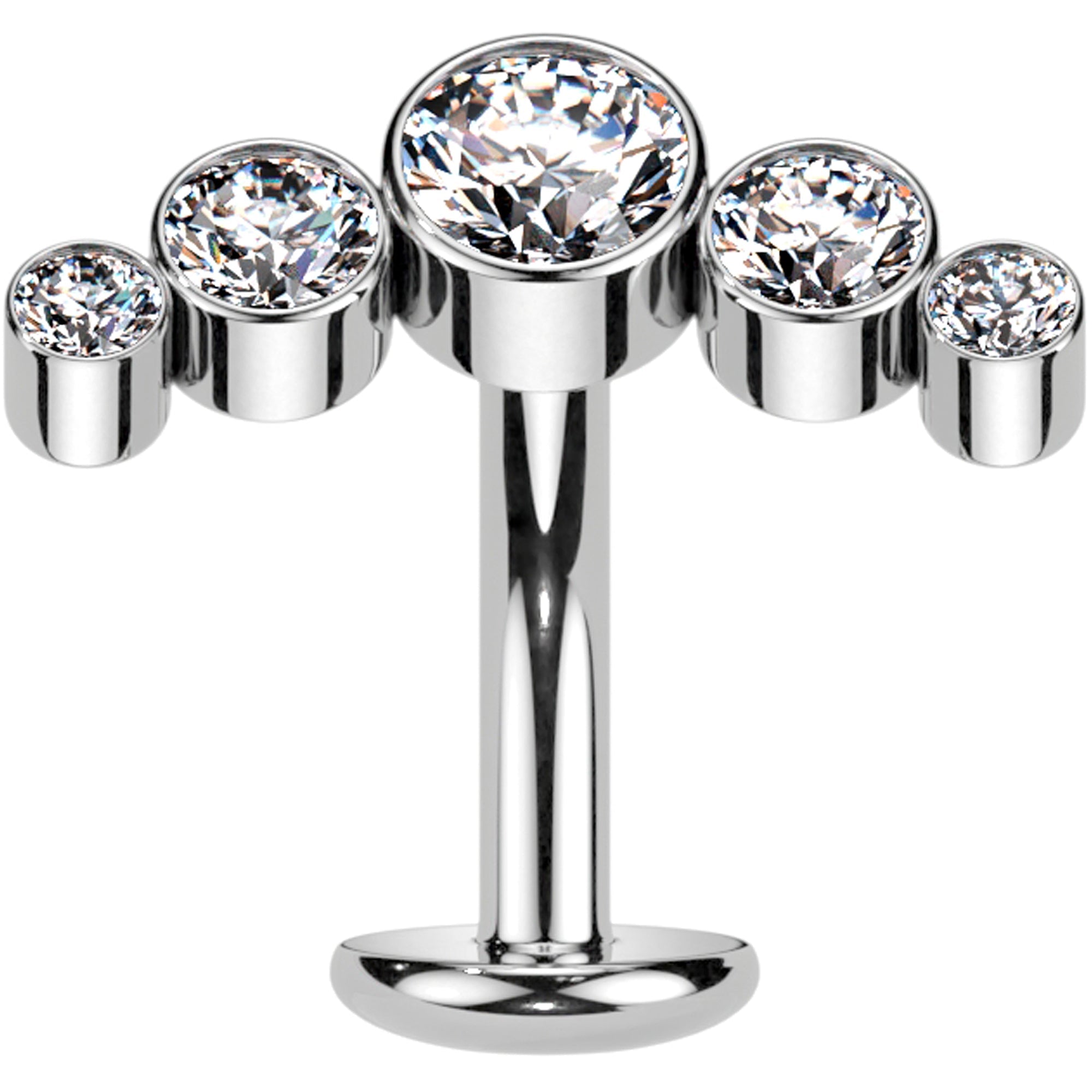 Cubic Zirconia Gem Titanium Curve Threadless Floating Belly Ring