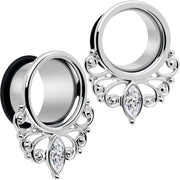 Clear Gem Drop Filigree Single Flare Tunnel Plug Set 6mm to 16mm