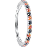 20G Micro Gem Titanium Hinged Nose Hoop - Black Orange Nose Ring