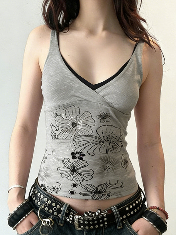 Vintage Floral Print Tank Top