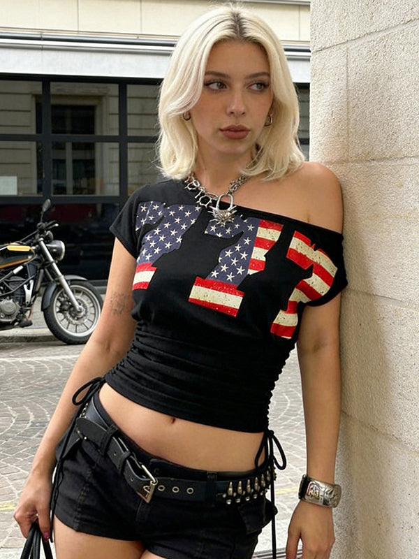 Y2K Off-The-Shoulder Short Sleeve