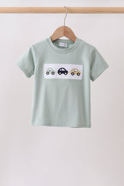 Green vehicle embroidery top