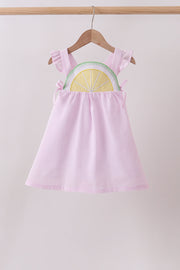 Pink lemon ruffle gingham dress