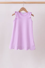 Purple Scalloped Bow Dress