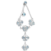 TOP DANGLE Aquamarine PAVED GEM BUTTERFLY CHAIN Belly Ring