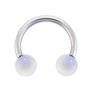 14G 3/8 White Acrylic Ball Ends Horseshoe Circular Barbell