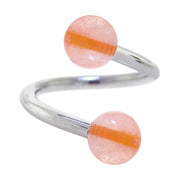 Two-tone Grey Orange Stripe Spiral Belly Button Ring