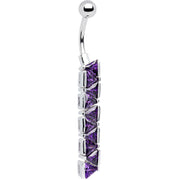 Sterling Silver Amethyst TRIANGLE JEWEL DROP Dangle Belly Ring