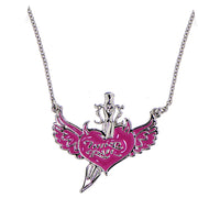 THIRD RAIL Sword Piercing Pink Winged Heart Necklace