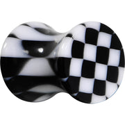 2G Black and White Checkerboard Acrylic Saddle Plug
