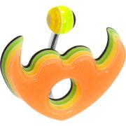 Orange Acrylic Multi Layered Tribal Winged Heart Belly Ring
