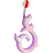 Pale Pink Acrylic Multi Layered Left Tribal Dragon Belly Ring