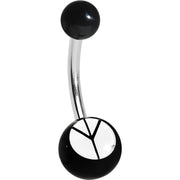 Black and White Acrylic Inverted Peace Sign Belly Ring