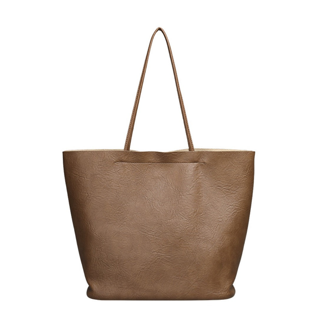 Elegant Soft PU Large Bag 2in1 – Retro Women's Shoulder Bag with Fashionable Large-Capacity Tote Design