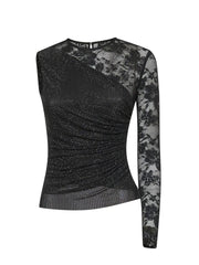 Self-Portrait Women One Shoulder Floral Lace Top