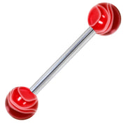 Red MARBLE Barbell Tongue Ring