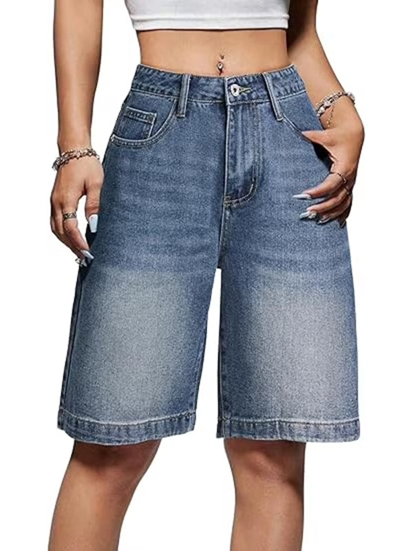 Women's Baggy Jeans Jorts Mid-Low Waisted Denim