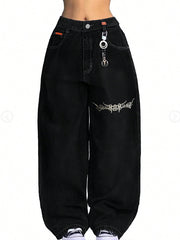 Women's Baggy Barrel Jeans Y2K Vintage Wide Leg Jeans