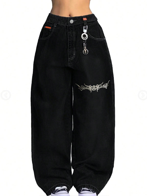 Women's Baggy Barrel Jeans Y2K Vintage Wide Leg Jeans