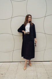 LINA BELTED SKIRT IN BLACK