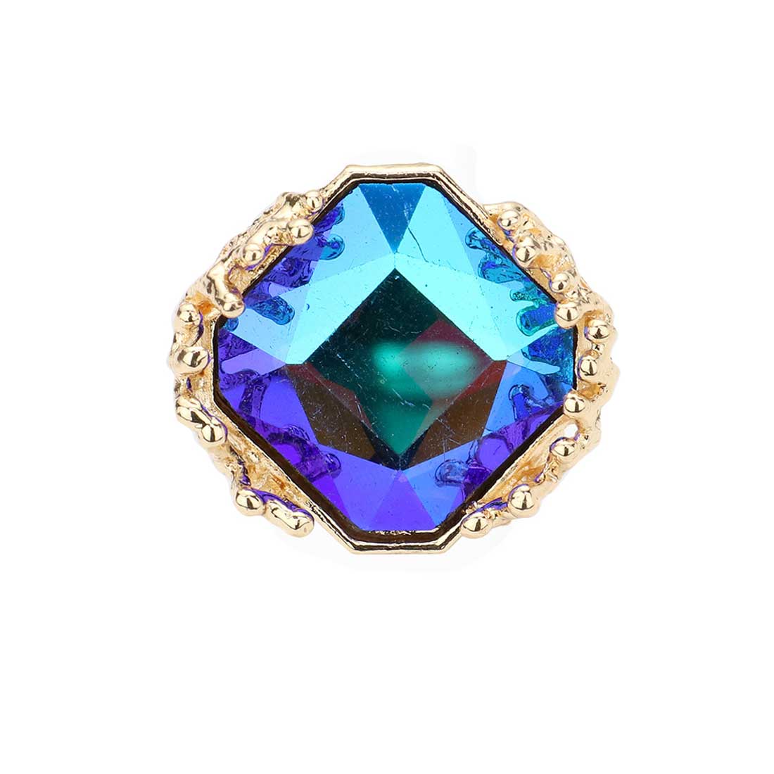 Metal Twig Detailed Stone Stretch Ring