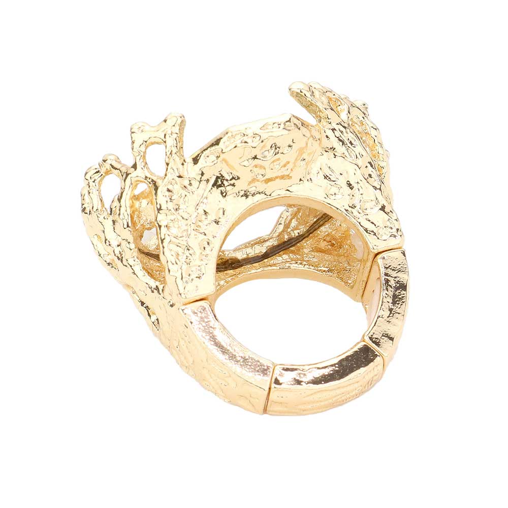 Metal Twig Detailed Stone Stretch Ring